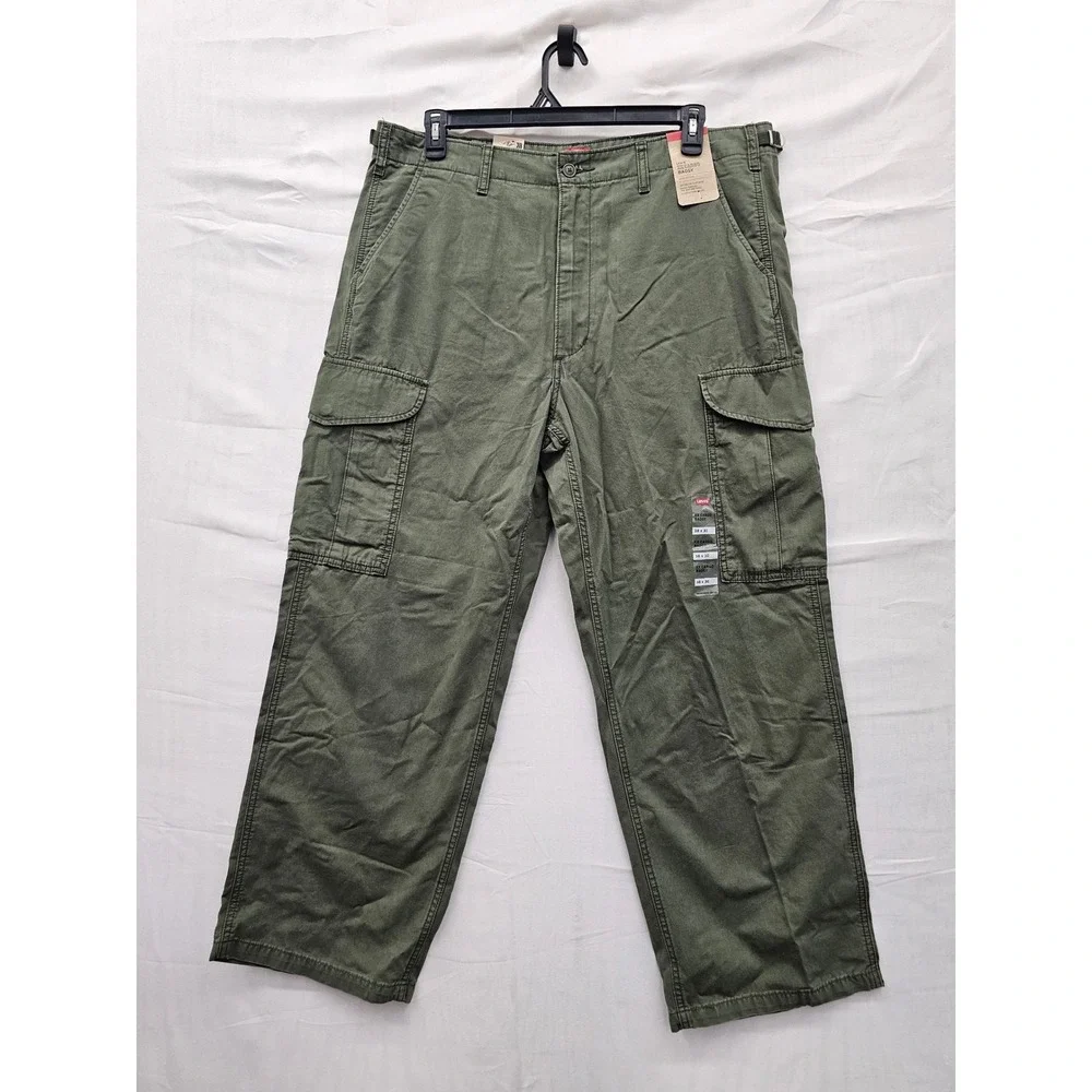 Levi's Mens XX Cargo Baggy Pants Green Cotton Relaxed Size 38x30